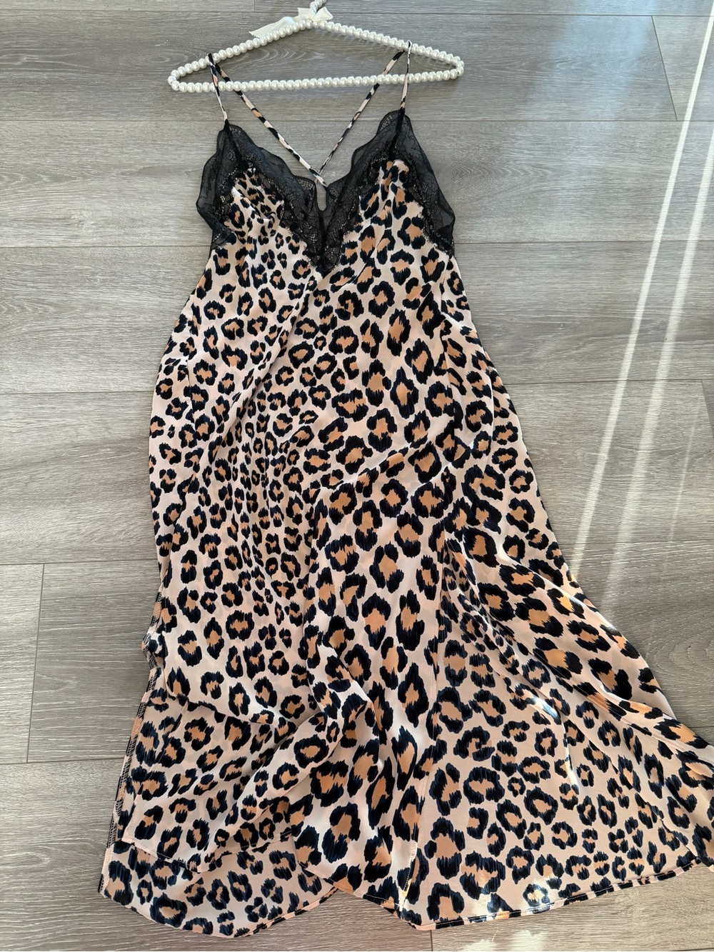 Victoria's Secret Black and Tan Leopard Slip Dress